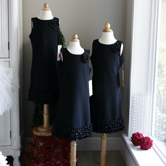 Girls Black Dress Satin Trim Ribbon Special Occasion Homecoming Party - Picture 5 of 6